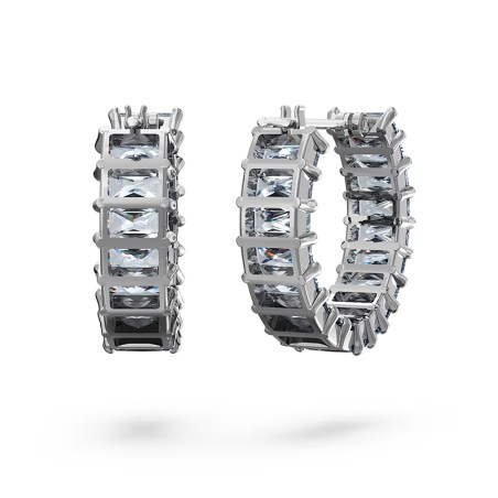 Boucles d'oreilles femme anneaux swarovski matrix métal plaqué ruthénium – boucles d'oreilles femme