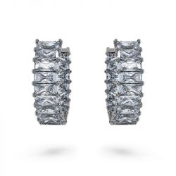 Boucles d'oreilles femme anneaux swarovski matrix métal plaqué ruthénium - boucles-d-oreilles-femme - edora - 3