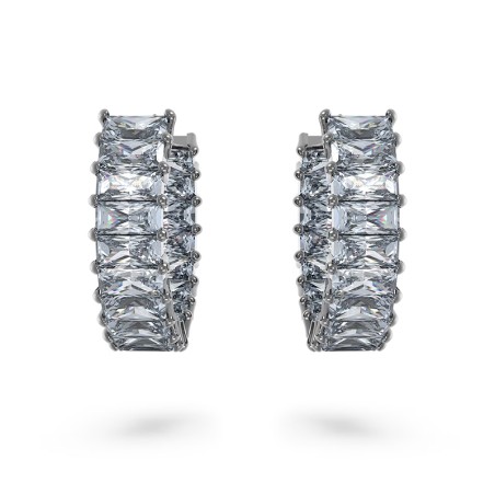 Boucles d'oreilles femme anneaux swarovski matrix métal plaqué ruthénium – boucles d'oreilles femme