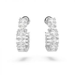 Boucles d'oreilles femme anneaux swarovski matrix coeur métal rhodié blanc - boucles-d-oreilles-femme - edora - 3