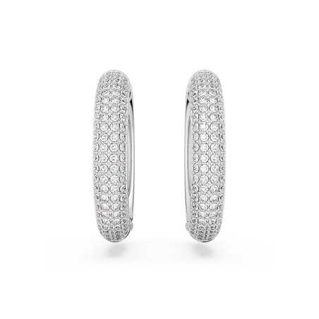 Boucles d'oreilles femme anneaux swarovski dextera medium métal rhodié blanc – boucles d'oreilles femme