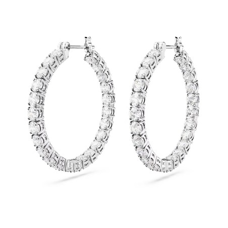 Boucles d'oreilles femme anneaux swarovski matrix métal rhodié blanc – boucles d'oreilles femme