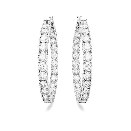 Boucles d'oreilles femme anneaux swarovski matrix métal rhodié blanc – boucles d'oreilles femme