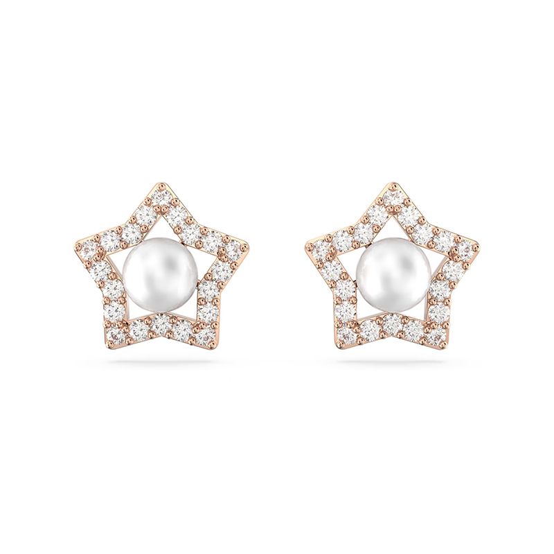 Boucles d'oreilles femme clous swarovski stella plaqué ton or rose - puces - edora