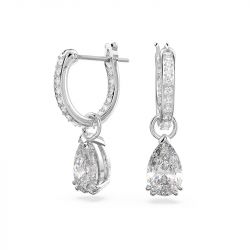 Boucles d'oreilles femme anneaux swarovski millenia métal rhodié blanc - boucles-d-oreilles-femme - edora - 1