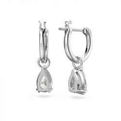 Boucles d'oreilles femme anneaux swarovski millenia métal rhodié blanc - boucles-d-oreilles-femme - edora - 2