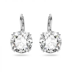 Boucles d'oreilles femme dormeuses swarovski millenia blanc métal rhodié blanc - dormeuses - edora - 0