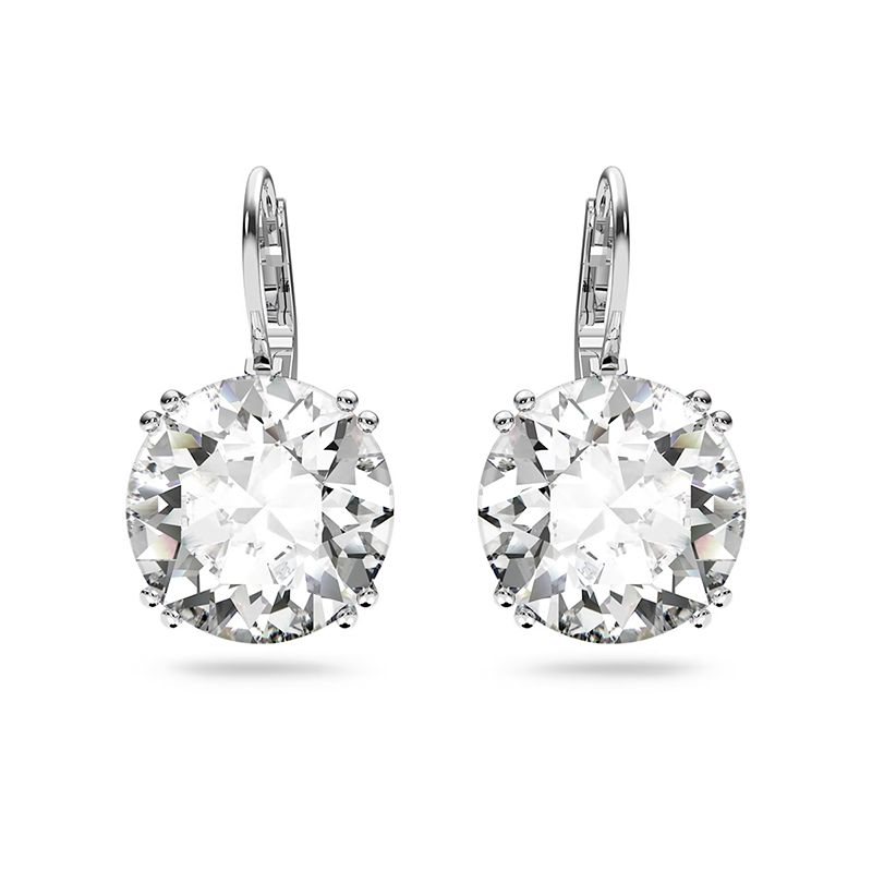 Boucles d'oreilles femme dormeuses swarovski millenia blanc métal rhodié blanc - dormeuses - edora