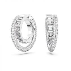 Boucles d'oreilles femme anneaux swarovski rota métal rhodié blanc - boucles-d-oreilles-femme - edora - 1