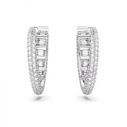 Boucles d'oreilles femme anneaux swarovski rota métal rhodié blanc - boucles-d-oreilles-femme - edora - 2