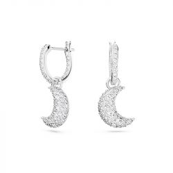 Boucles d'oreilles femme pendantes swarovski luna métal rhodié blanc - pendantes - edora - 1