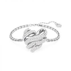 Bracelet femme swarovski volta cŒur métal rhodié blanc - bracelets-femme - edora - 0