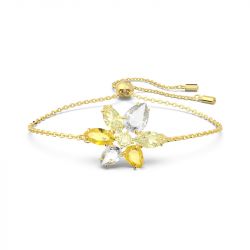 Bracelet femme swarovski gema fleur jaune plaqué ton or - bracelets-femme - edora - 0