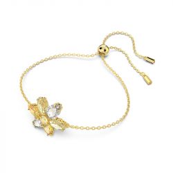 Bracelet femme swarovski gema fleur jaune plaqué ton or - bracelets-femme - edora - 1