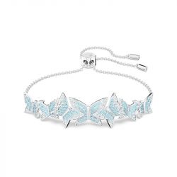 Bracelet femme swarovski lilia papillon bleu métal rhodié blanc - bracelets-femme - edora - 0