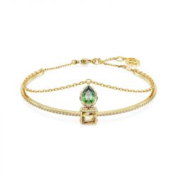 Bracelet femme jonc swarovski stilla vert plaqué ton or - joncs - edora - 0