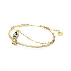 Bracelet femme jonc swarovski stilla vert plaqué ton or - joncs - edora - 1