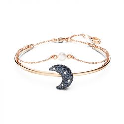 Bracelet femme jonc swarovski luna plaqué ton or rose - joncs - edora - 0