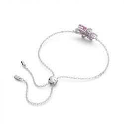 Bracelet femme swarovski gema fleur rose métal rhodié blanc - bracelets-femme - edora - 3
