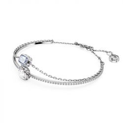 Bracelet femme jonc swarovski stilla bleu métal rhodié blanc - joncs - edora - 1