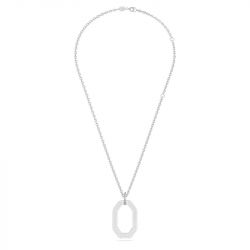 Collier femme swarovski dextera octogone métal rhodié blanc - colliers-femme - edora - 1
