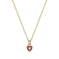 Collier femme swarovski stilla rouge plaqué ton or - colliers-femme - edora - 0