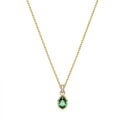 Collier femme swarovski stilla vert plaqué ton or - colliers-femme - edora - 0