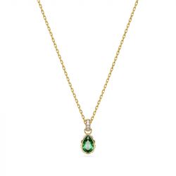 Collier femme swarovski stilla vert plaqué ton or - colliers-femme - edora - 0