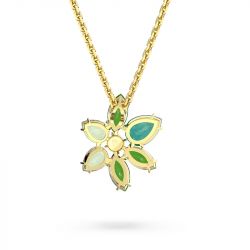 Collier femme swarovski gema fleur vertes plaqué ton or - colliers-femme - edora - 3