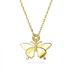 Collier femme swarovski idyllia papillon rose plaqué ton or - colliers-femme - edora - 3