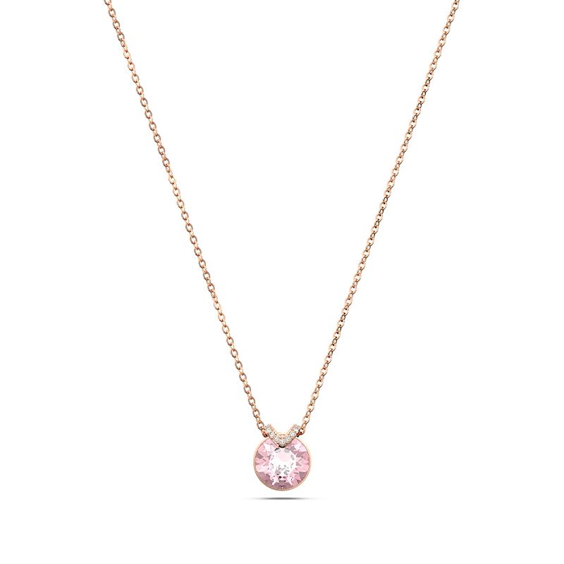 Collier femme swarovski bella v coupe ronde rose plaqué ton or rose - colliers-femme - edora