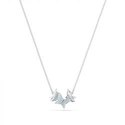 Collier femme swarovski lilia papillon bleu métal rhodié blanc - colliers-femme - edora - 0