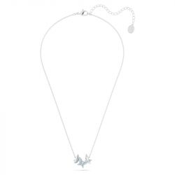 Collier femme swarovski lilia papillon bleu métal rhodié blanc - colliers-femme - edora - 1