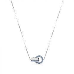 Collier femme swarovski hollow boucle entrelacee métal rhodié blanc - colliers-femme - edora - 0