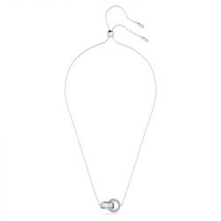Collier femme swarovski hollow boucle entrelacee métal rhodié blanc - colliers-femme - edora - 1