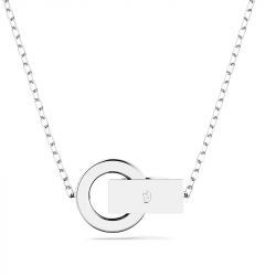 Collier femme swarovski hollow boucle entrelacee métal rhodié blanc - colliers-femme - edora - 2