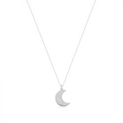 Colliers femme swarovski luna métal rhodié blanc - colliers-femme - edora - 0