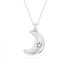 Colliers femme swarovski luna métal rhodié blanc - colliers-femme - edora - 3