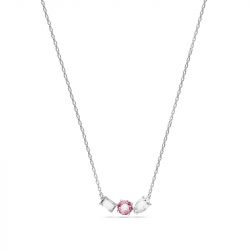 Collier femme swarovski mesmera rose métal rhodié blanc - colliers-femme - edora - 0