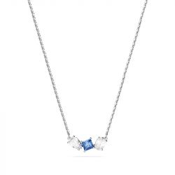 Collier femme swarovski mesmera bleu métal rhodié blanc - colliers-femme - edora - 0