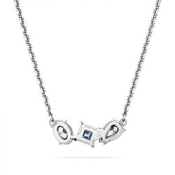 Collier femme swarovski mesmera bleu métal rhodié blanc - colliers-femme - edora - 3