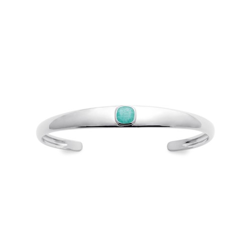 Bracelet Femme Jonc EDORA COLLECTION HARMONY Argent 925/1000 Rhodié Amazonite