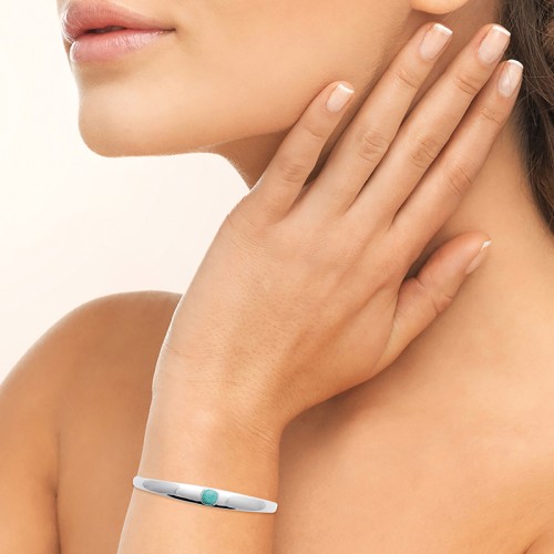 Bracelet Femme Jonc EDORA COLLECTION HARMONY Argent 925/1000 Rhodié Amazonite