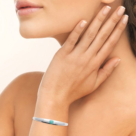 Bracelet Femme Jonc EDORA COLLECTION HARMONY Argent 925/1000 Rhodié Amazonite