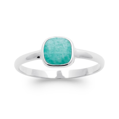 Bague Femme Solitaire EDORA COLLECTION HARMONY Argent 925/1000 Rhodié Amazonite