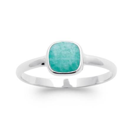 Bague femme solitaire edora collection harmony argent 925/1000 rhodié amazonite – bagues femme