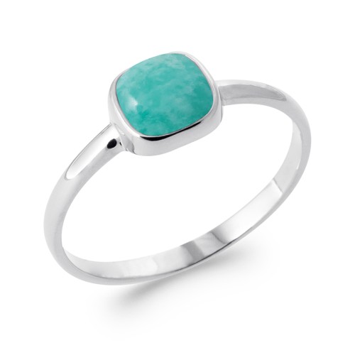 Bague Femme Solitaire EDORA COLLECTION HARMONY Argent 925/1000 Rhodié Amazonite