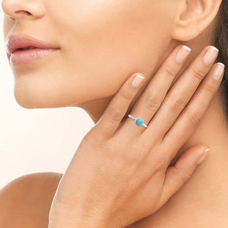 Bague femme solitaire edora collection harmony argent 925/1000 rhodié amazonite – bagues femme