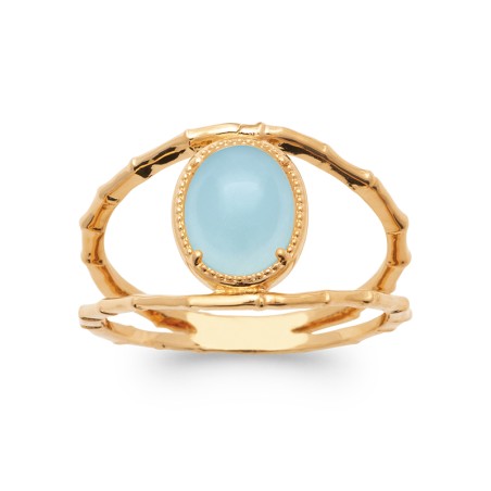 Bague femme edora collection harmony plaqué or agate bleue – bagues femme