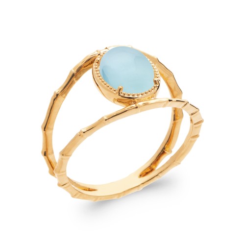 Bague Femme EDORA COLLECTION HARMONY Plaqué Or Agate Bleue